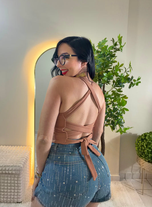Mocha Crop Top One Size
