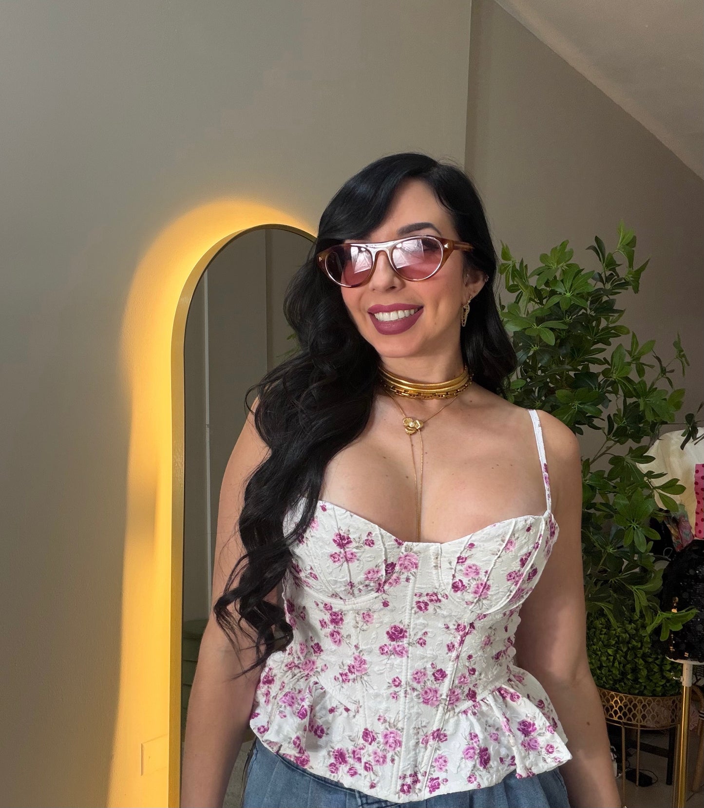 Magenta flowers Corset