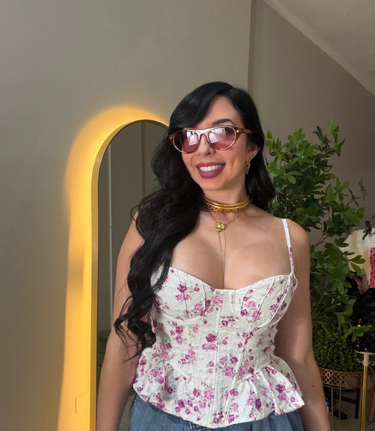 Magenta flowers Corset