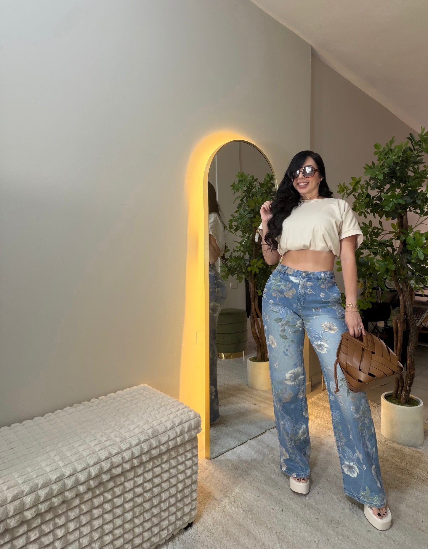 Flowers Denim Pant