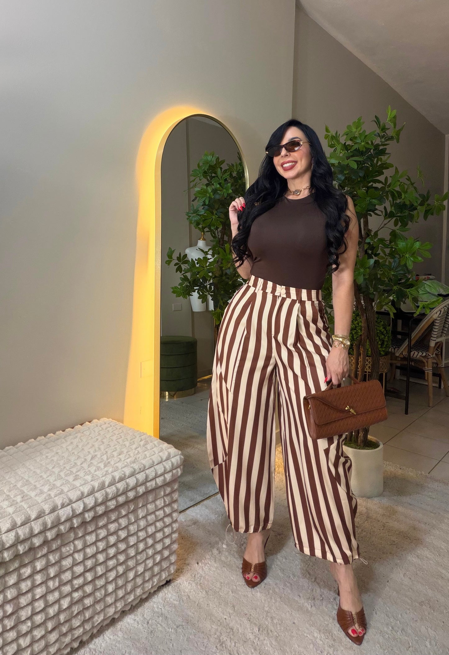 Stripes Chocolate Barrel Pant