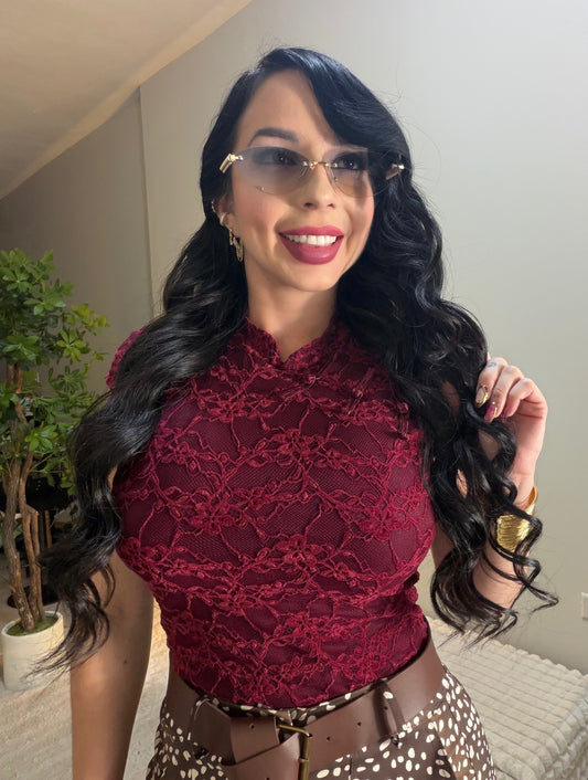Italian Lace Wine Blouse