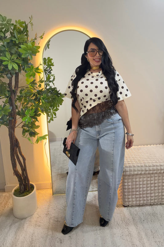 Italian Polka Dots Lace Blouse