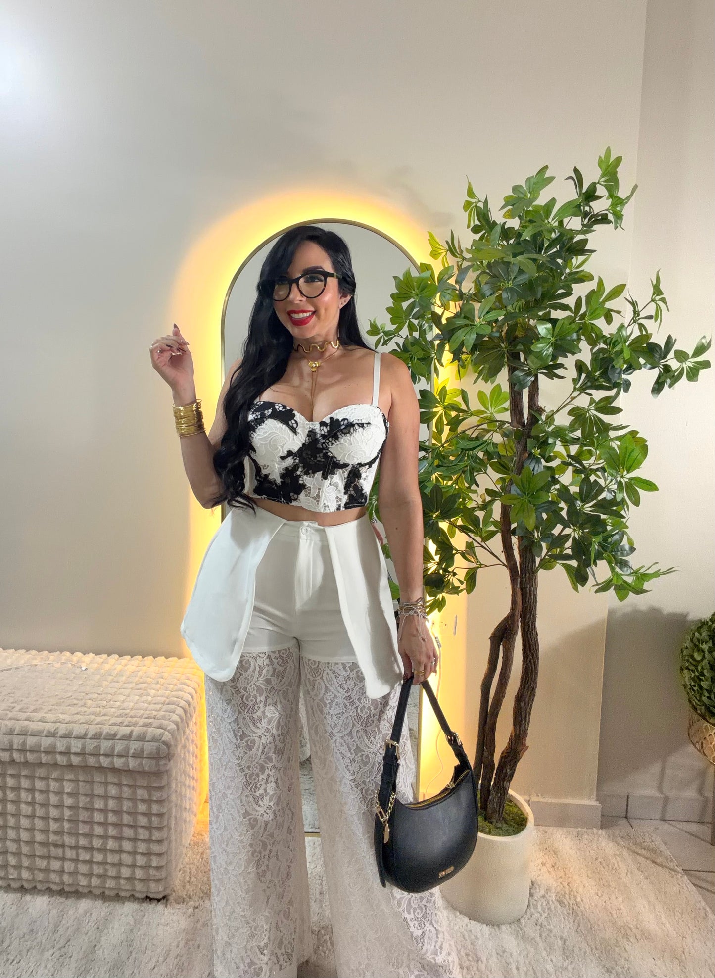 White Lace fashion pants