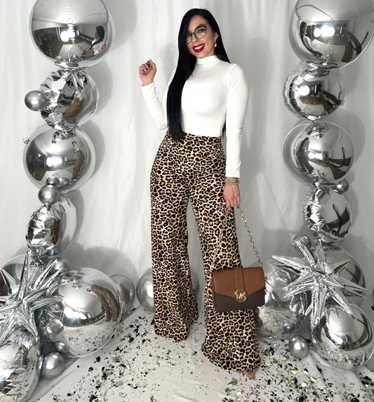 Animal print bell bottom pant