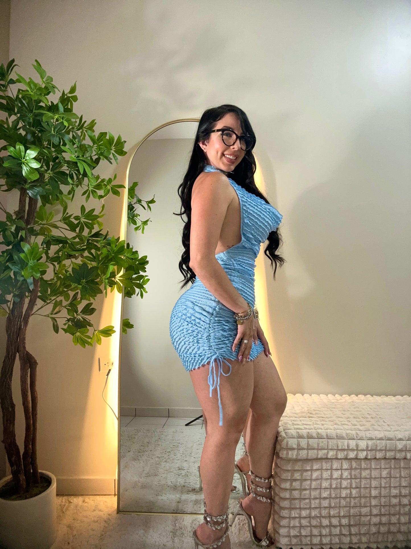 Asymmetric Sky Blue Dress