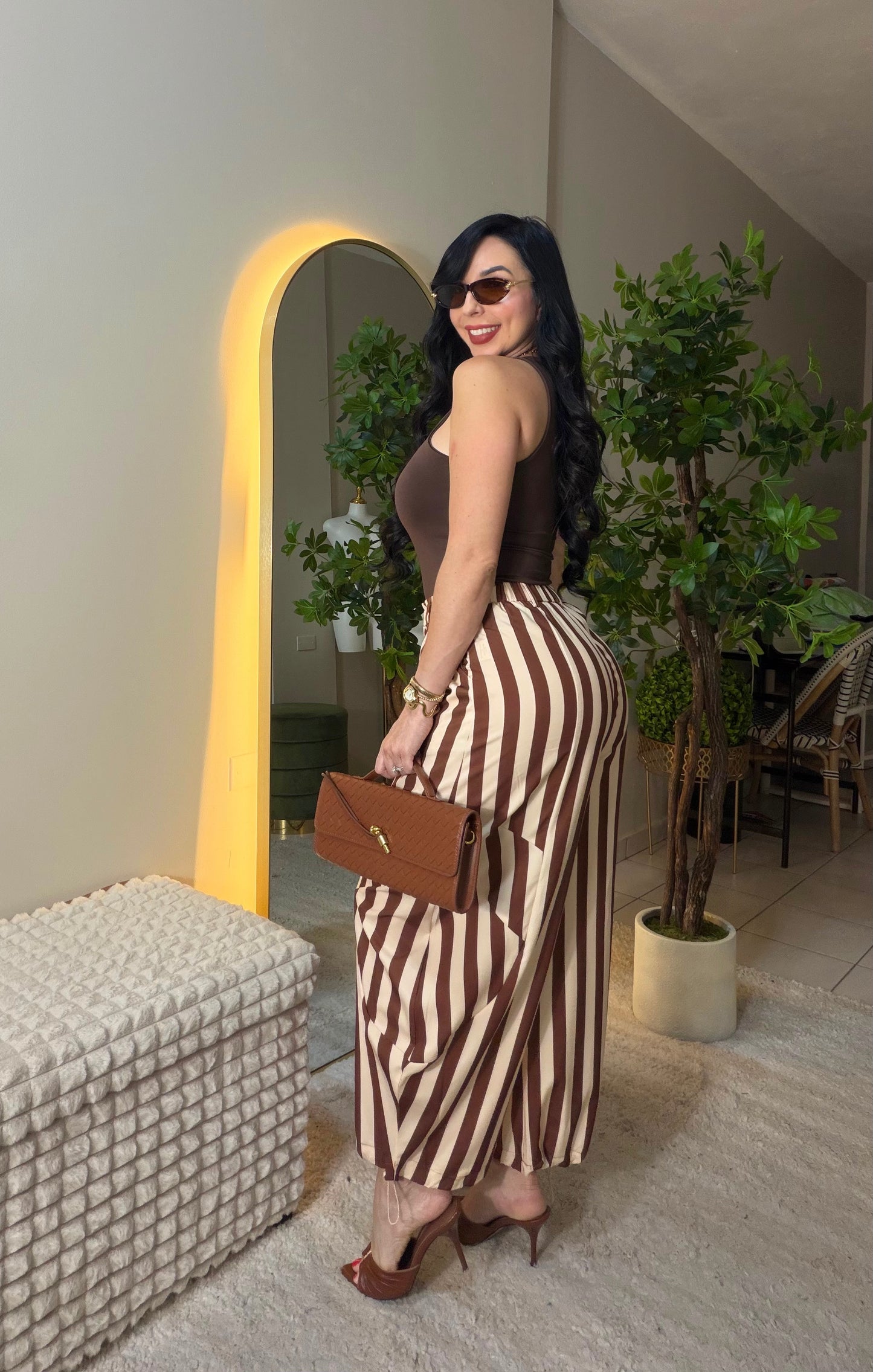 Stripes Chocolate Barrel Pant