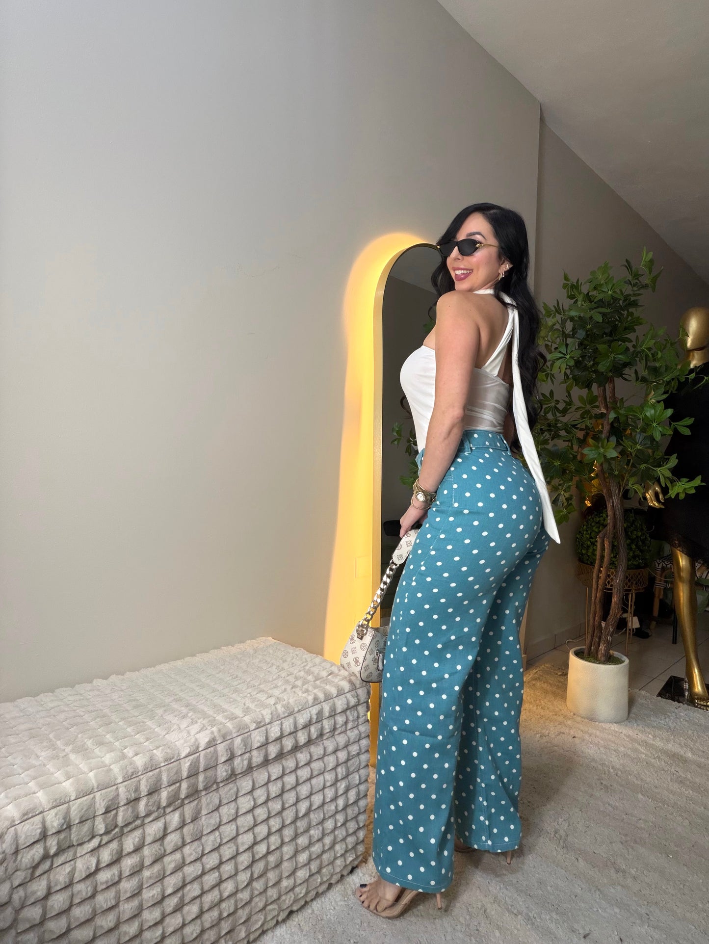 Aqua Polkas Dots Jeans