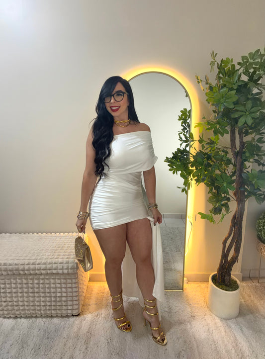 Asymmetric Fashion White Dress