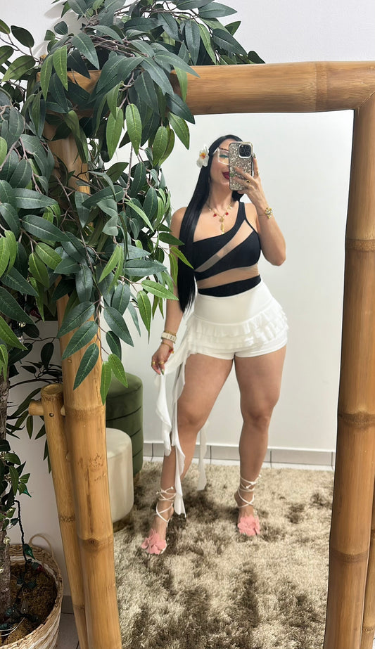 White Ruffles Skort