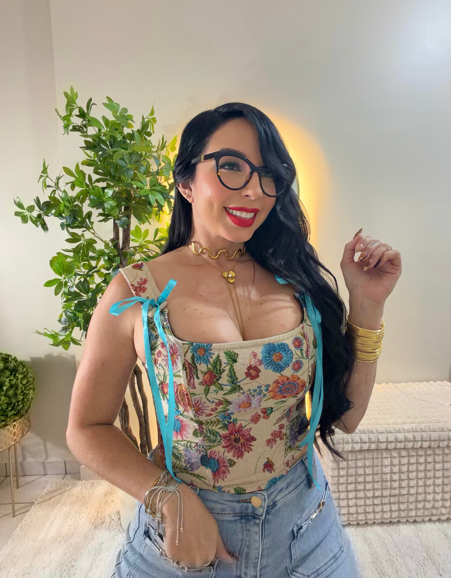 Beige Flowers corset