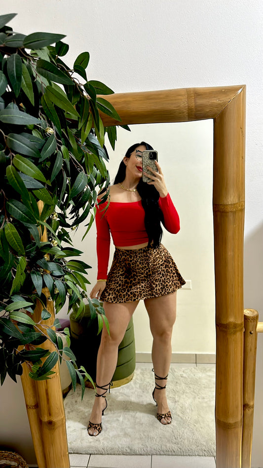 Leopard skort