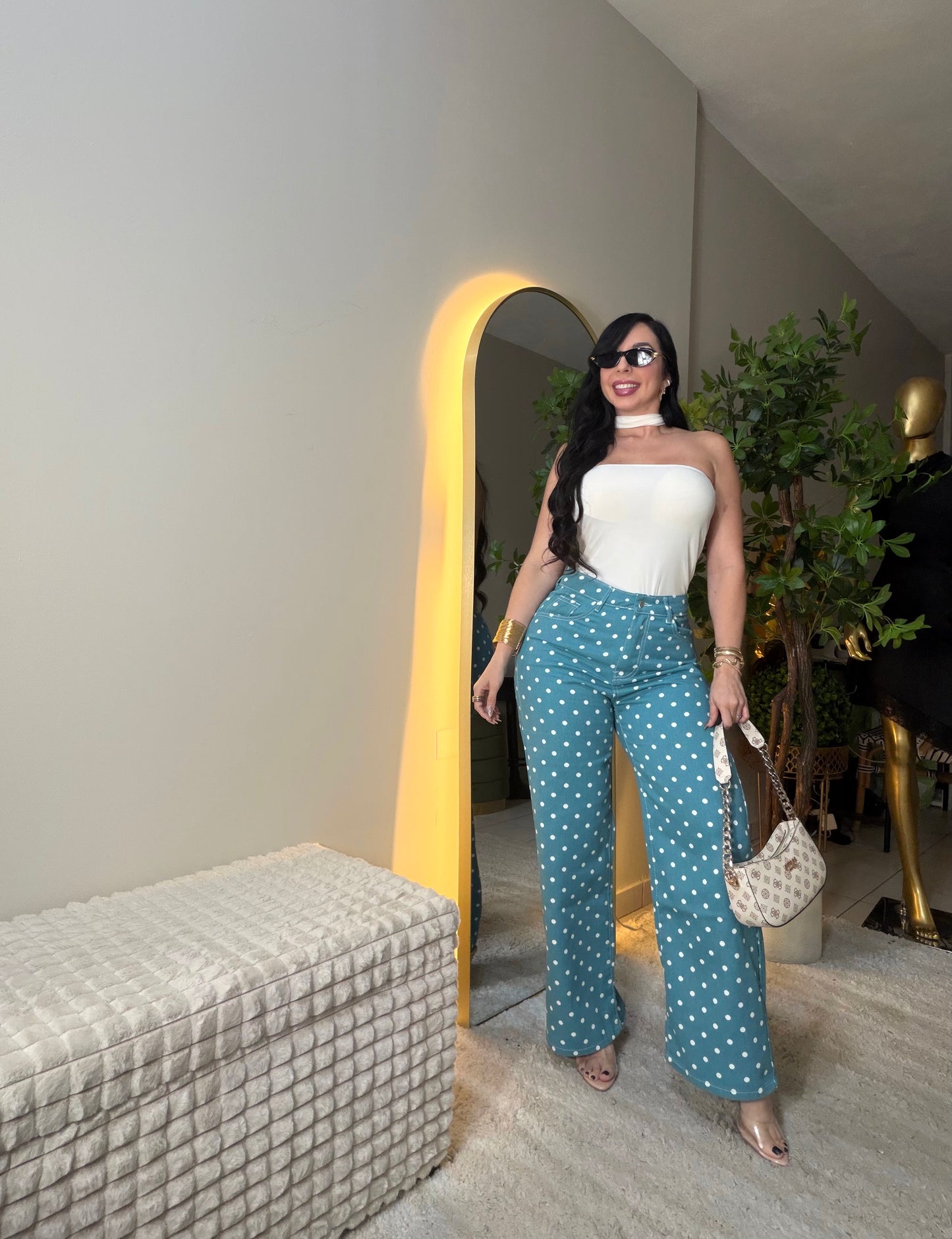 Aqua Polkas Dots Jeans