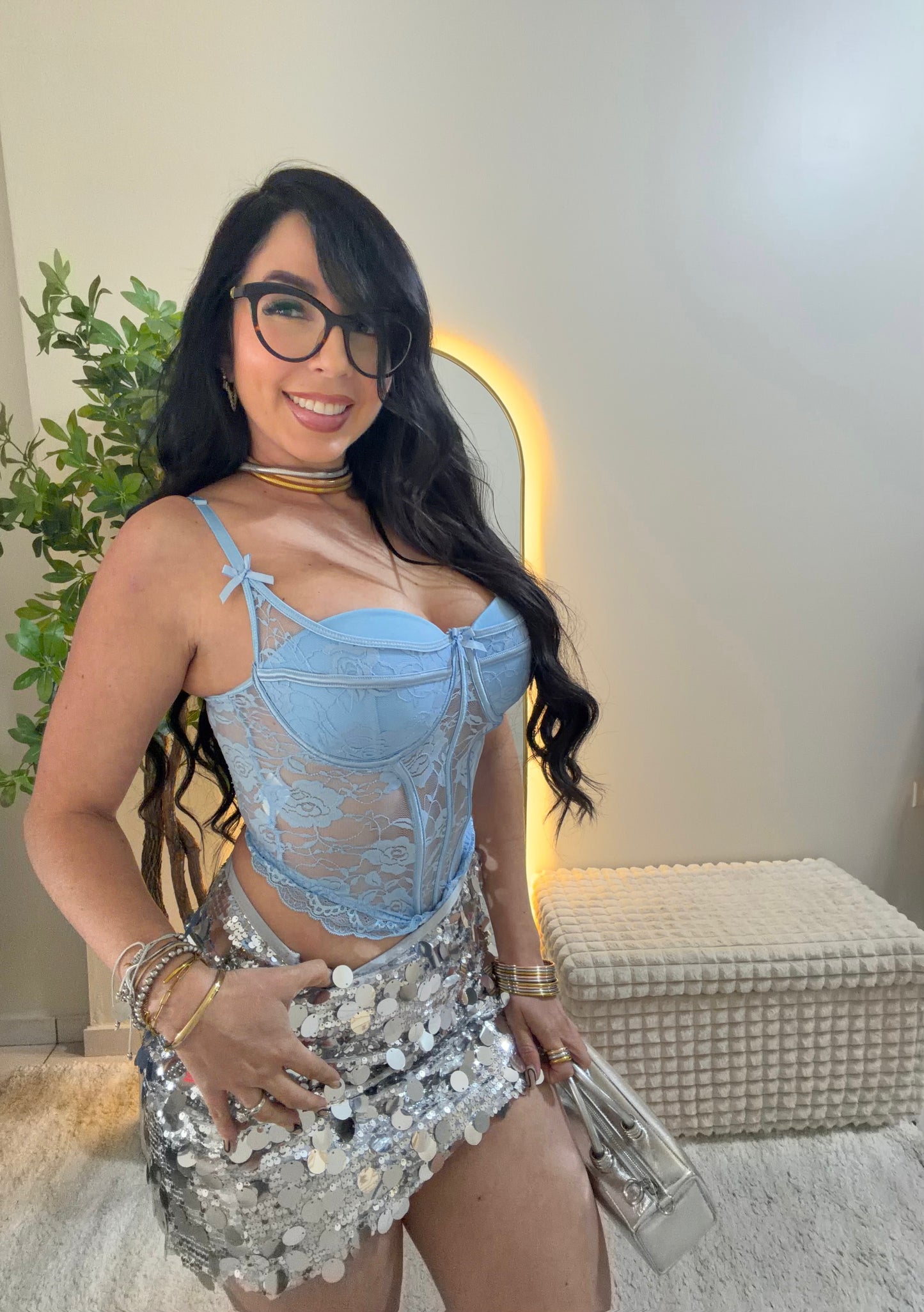 Sky Blue Lace Corset