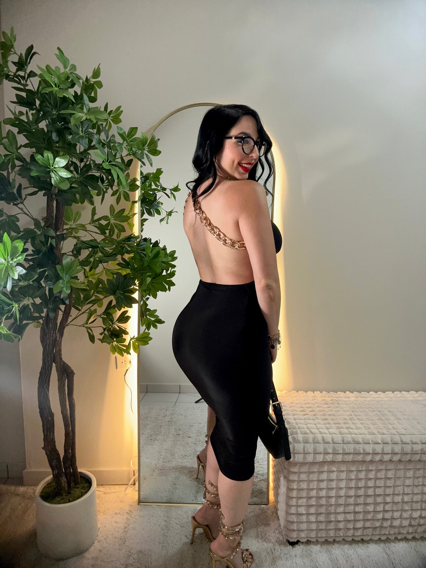 Open back semi formal dress