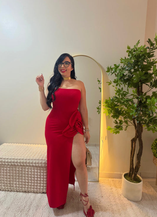 Romantic Flowers Red Dress