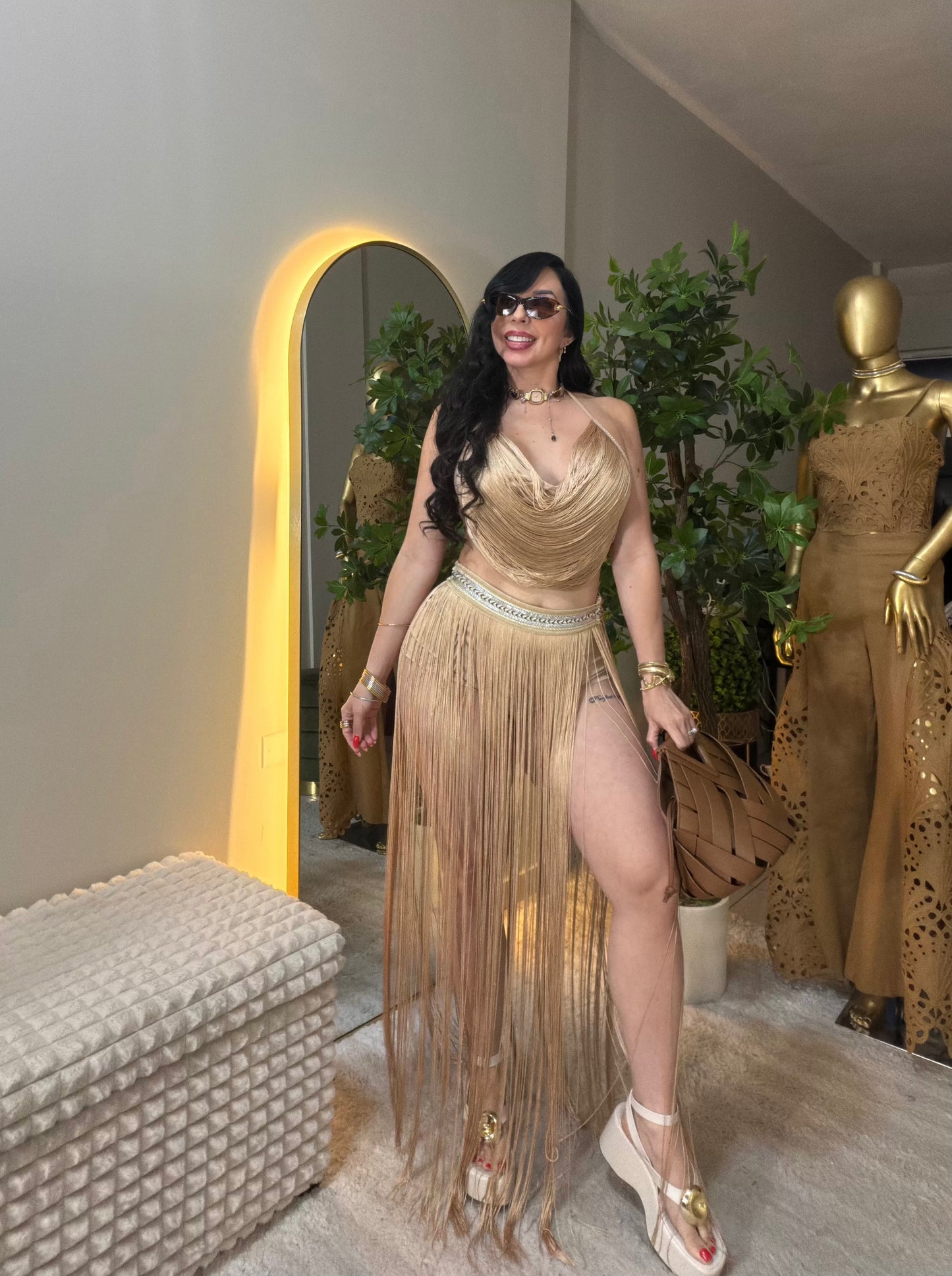 Fringes beige set