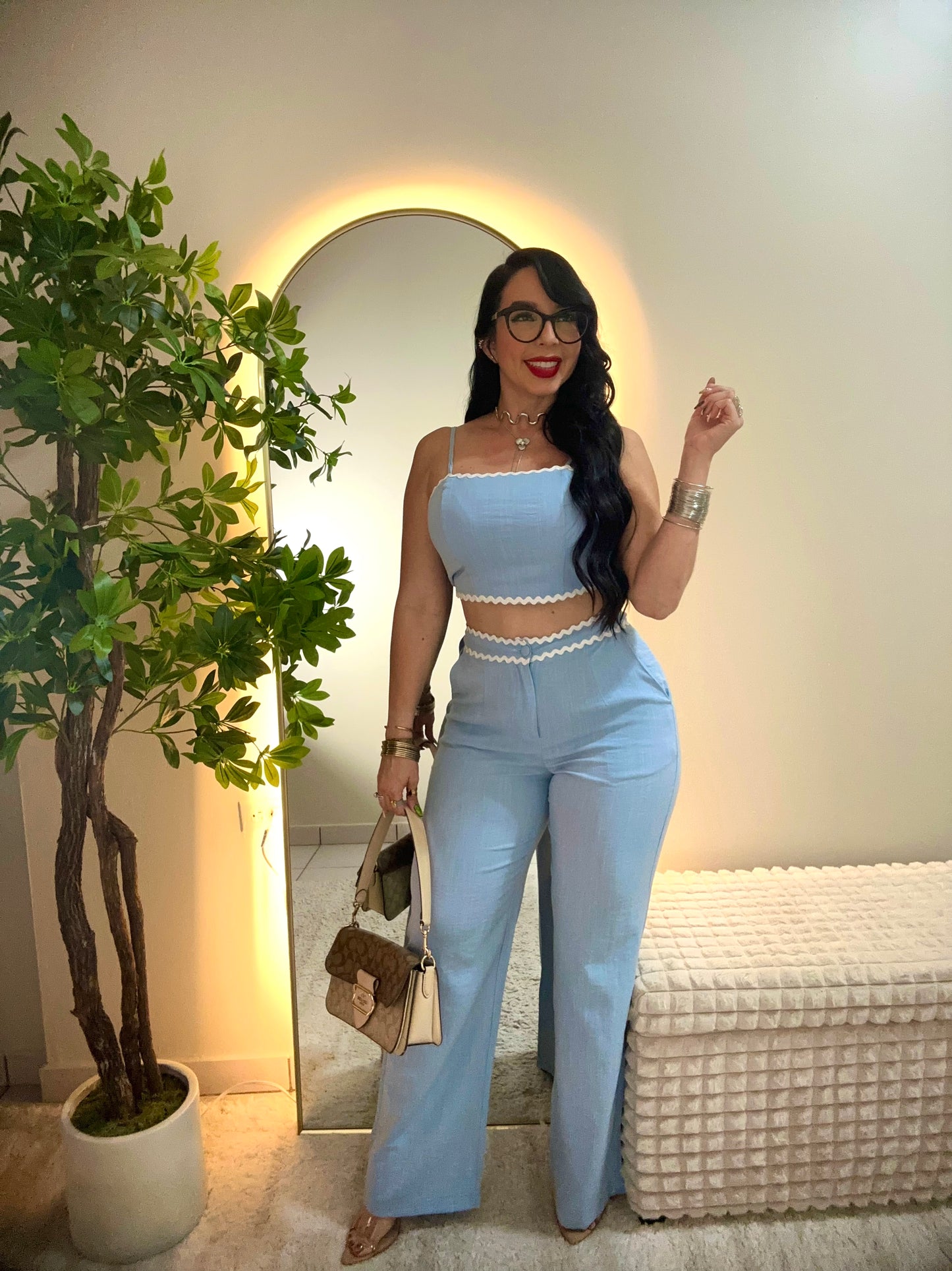 Blue & White Palazzo Set