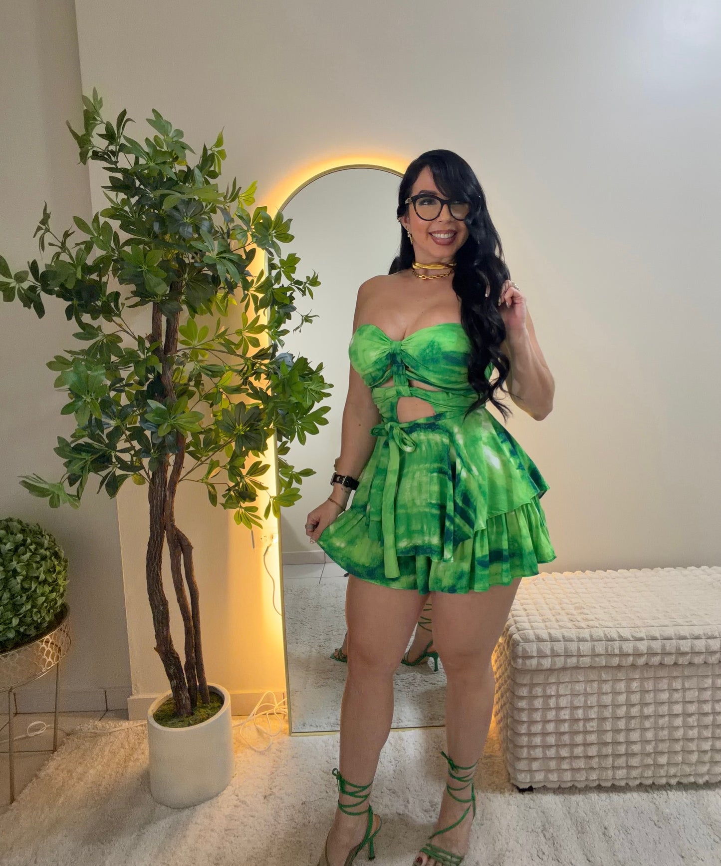 Summer Green Romper Dress 2