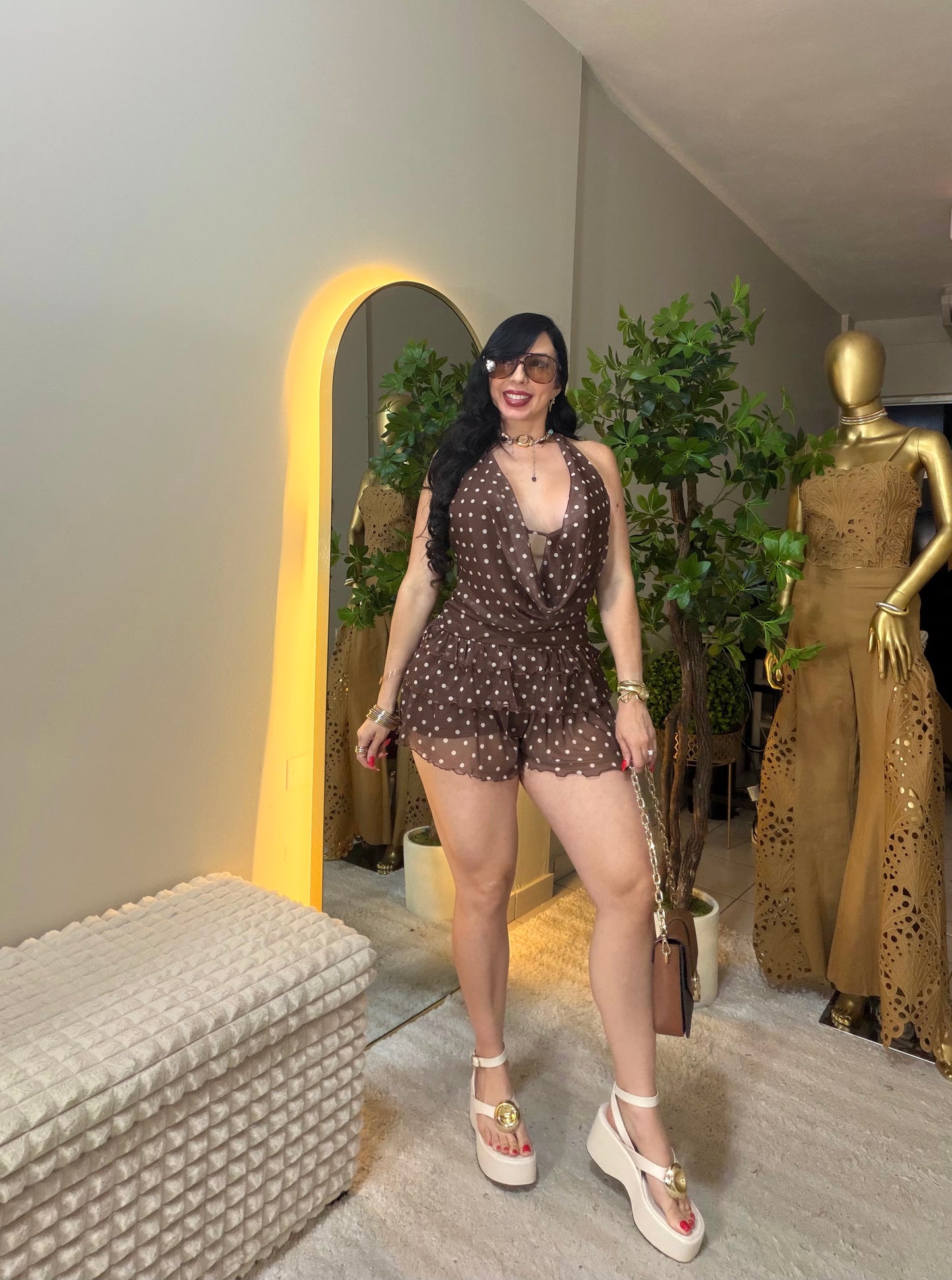 Polka Dots Chocolate Romper