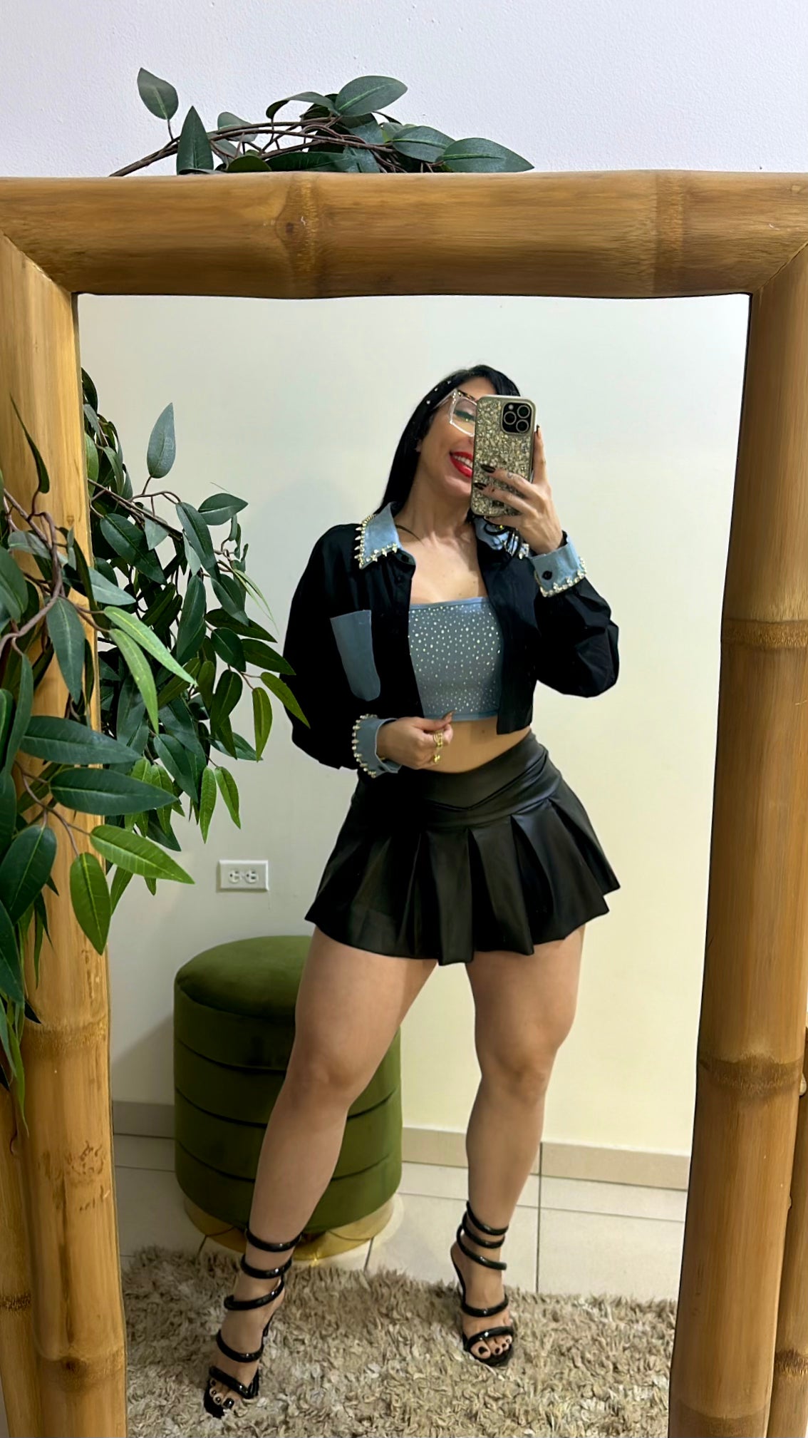 Leather skort