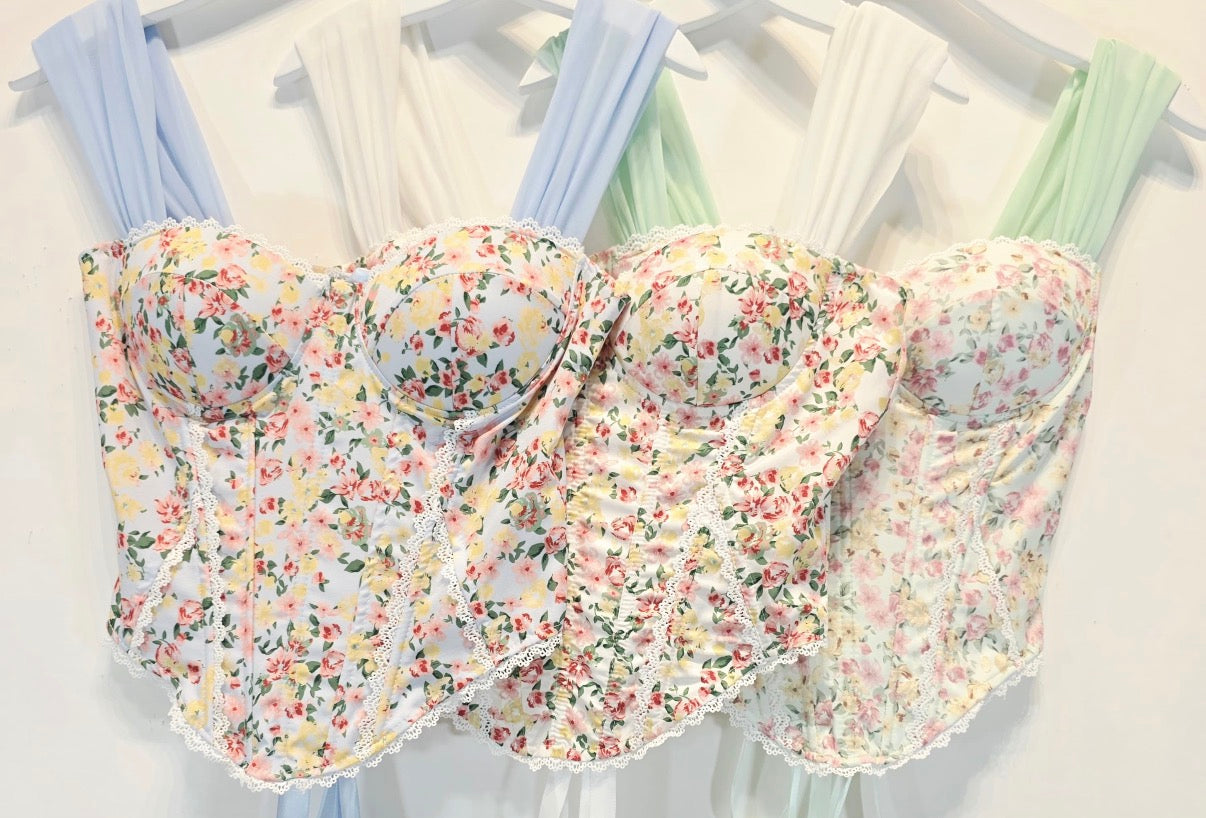 Flowers white corset