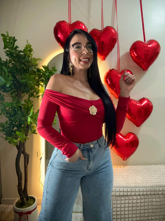 Romantic Red Long sleeve Top