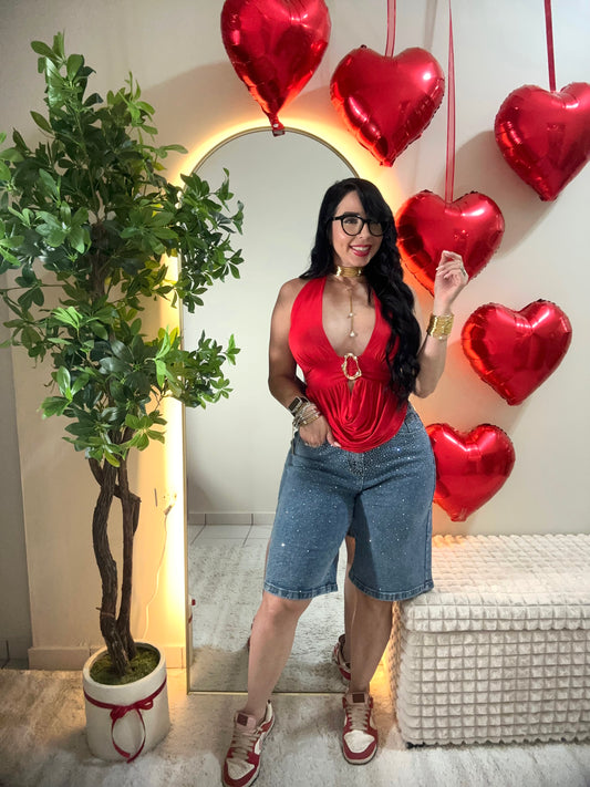 Rhinestones Bermudas Pant