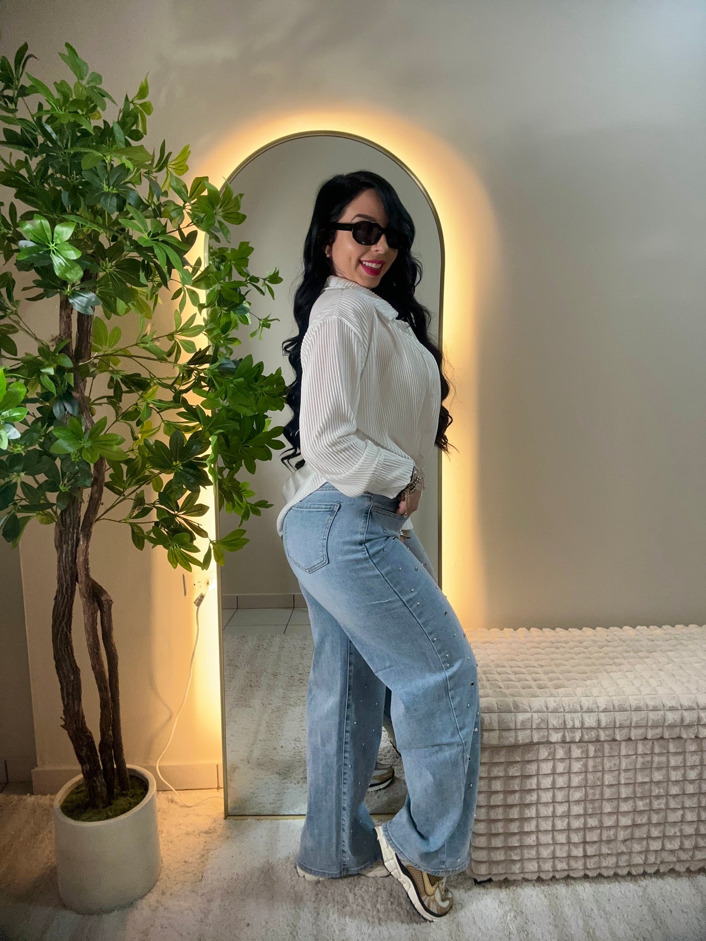 Rhinestone & Metal Details Jean