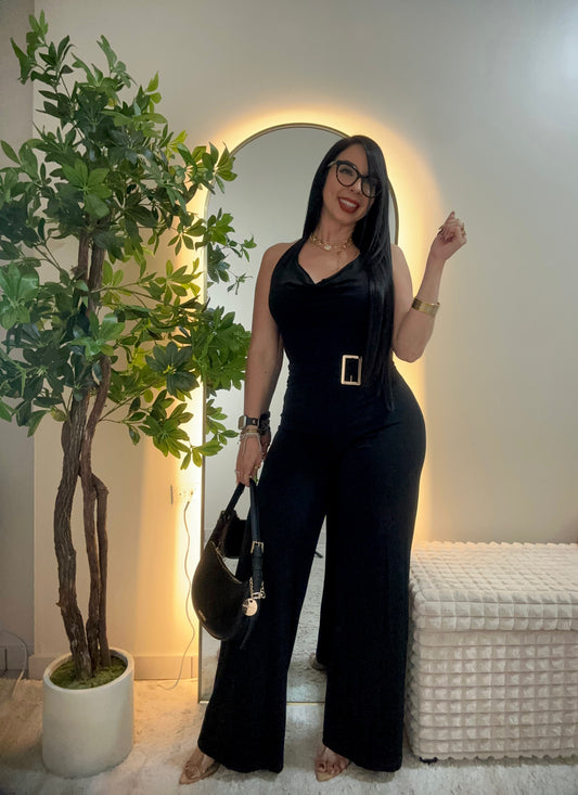 Black detail Gold Jumpsuit