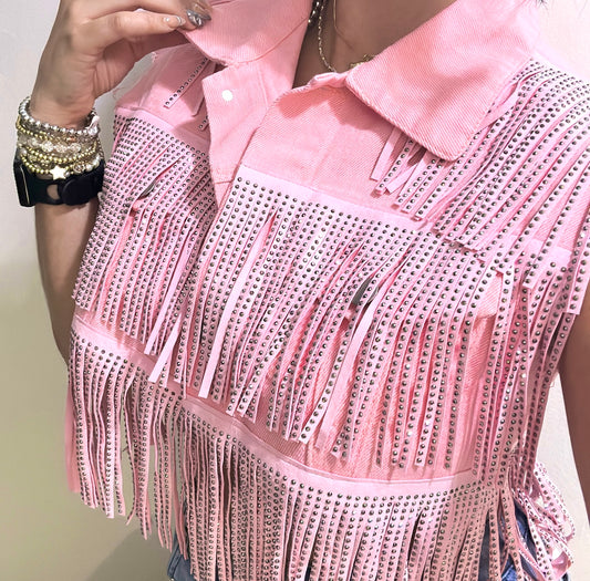 Pink cowboy crop jacket