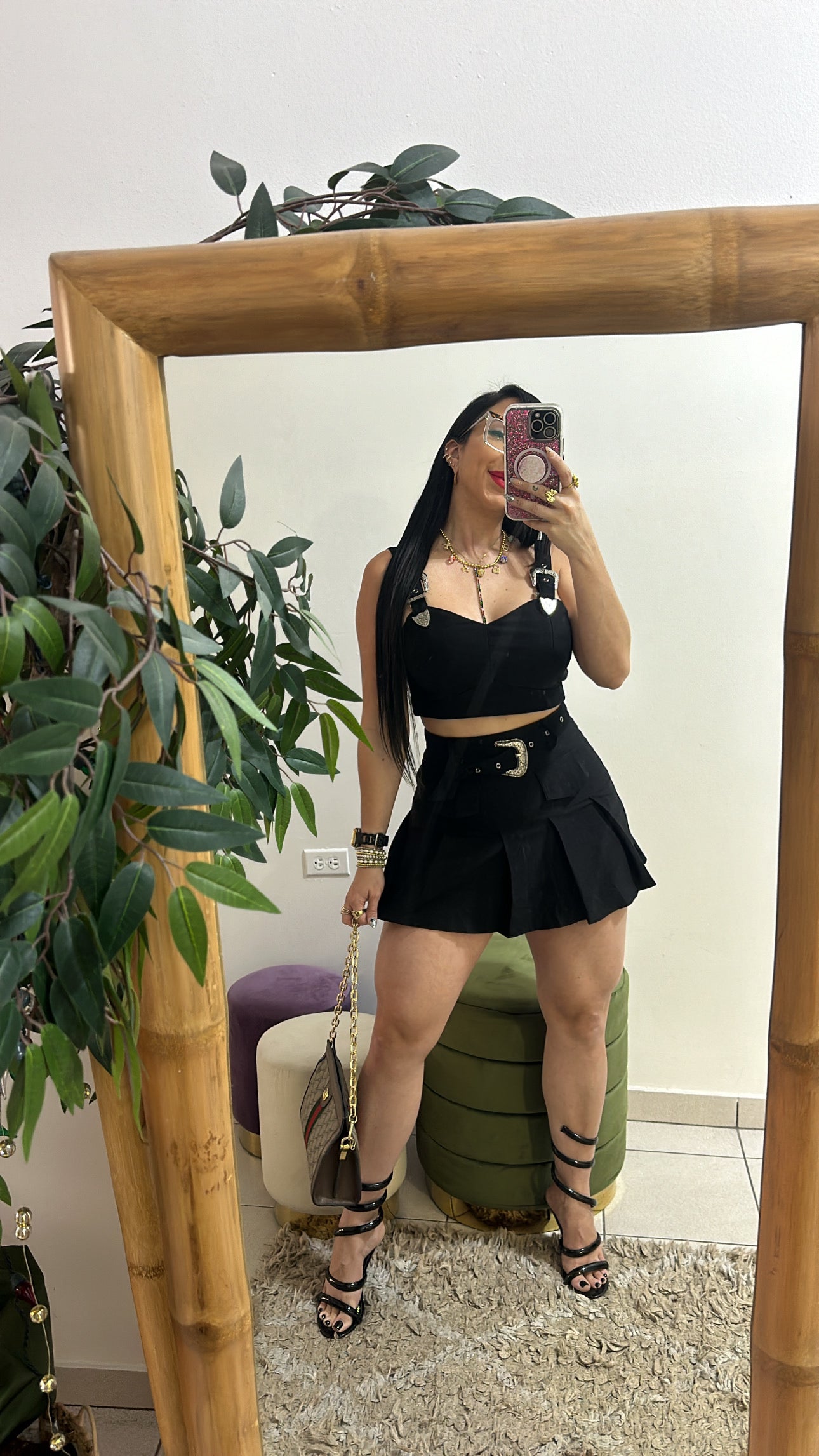 Black night skort set