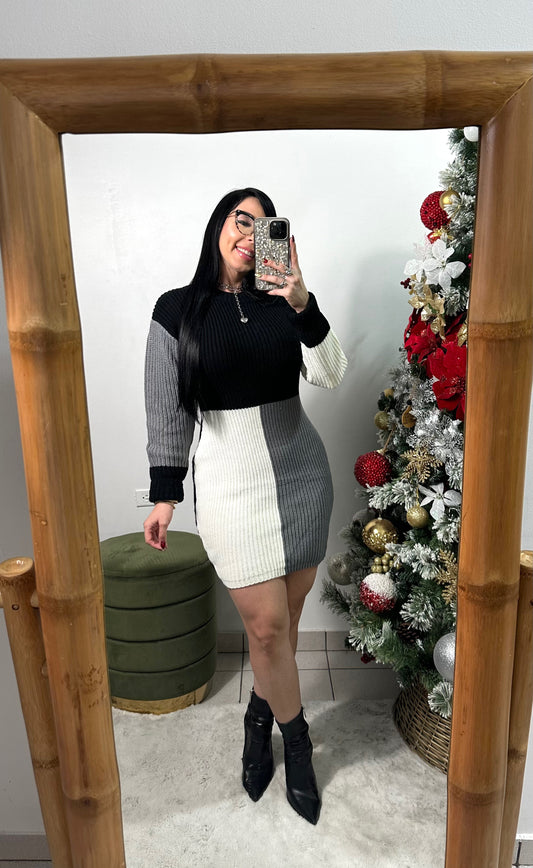 3 Color Sweater Dress