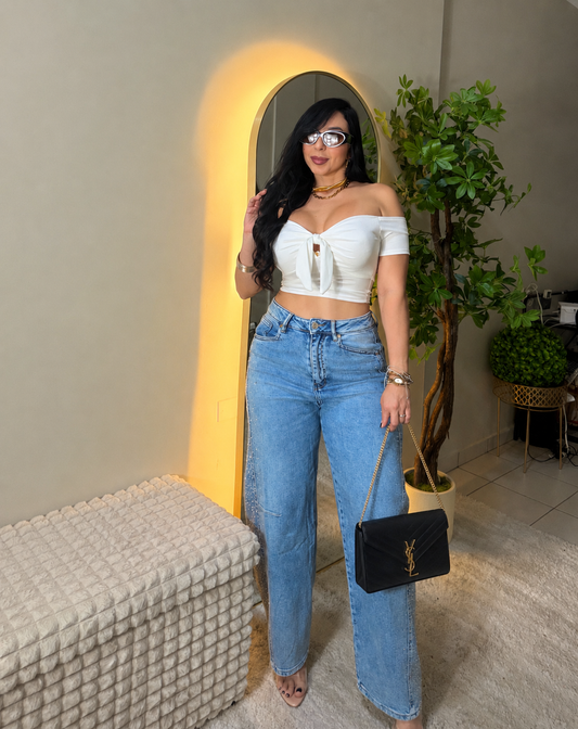 Italian White crop top