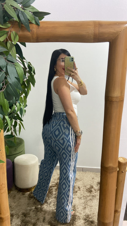 Beautiful Print Denim Pant