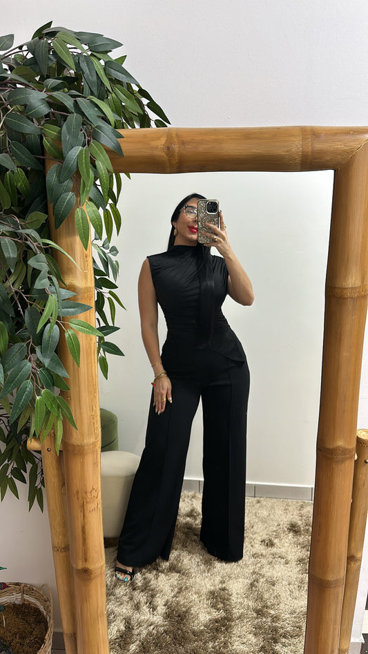 Asymmetric Black Blouse