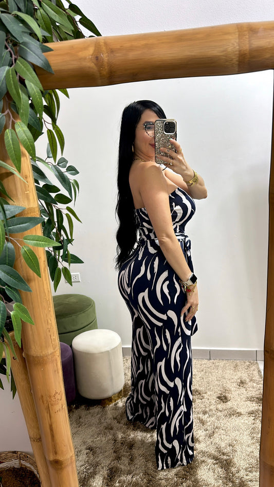 Navy & White Jumpsuit