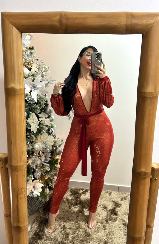Glitter Red Jumpsuit